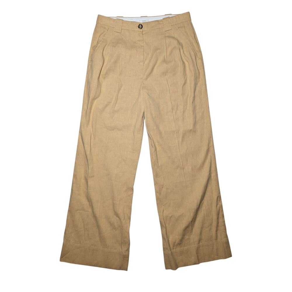 A.L.C. Tommy‎ High Rise Wide Leg Linen Blend Pants Sand Color Size 10 NWT